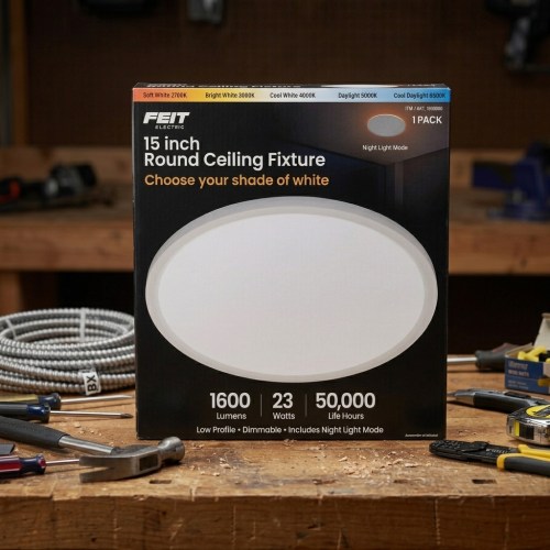 Feit Electric 15” Round Ceiling Fixture with Night Light