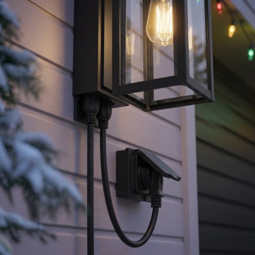 Globe Electric Wall Light Outdoor 14" with GFCI Outlet - Image 3